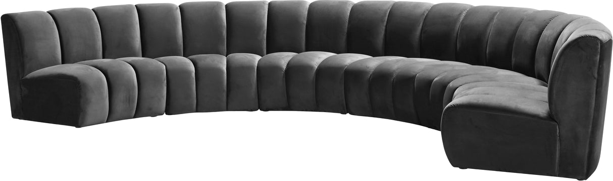 Infinity Grey Velvet 6pc. Modular Sectional - galleria furniture outlet