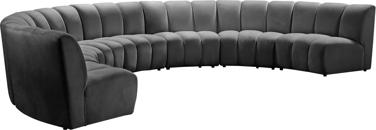 Infinity Grey Velvet 7pc. Modular Sectional - galleria furniture outlet