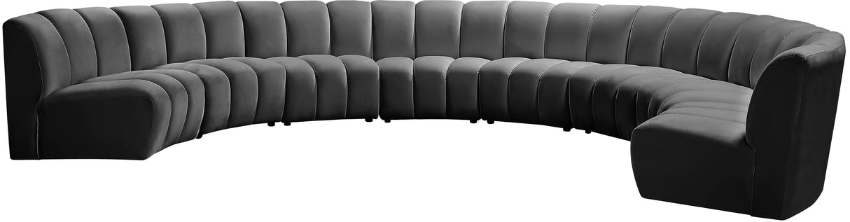 Infinity Grey Velvet 8pc. Modular Sectional - galleria furniture outlet