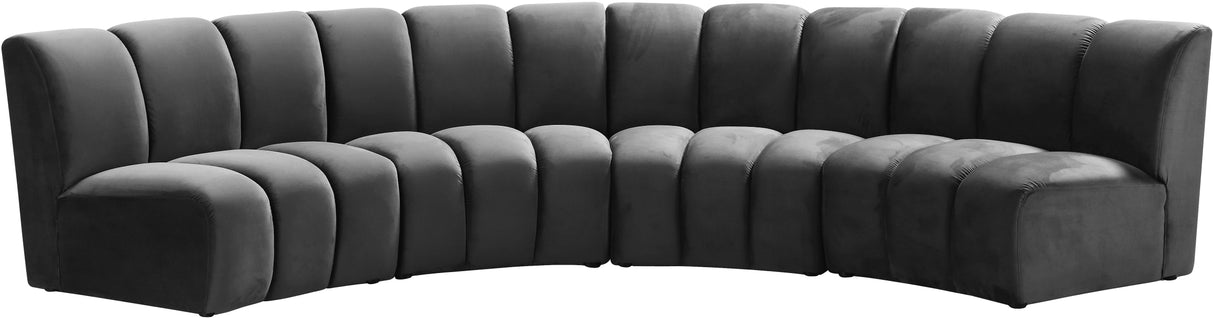 Infinity Grey Velvet 4pc. Modular Sectional