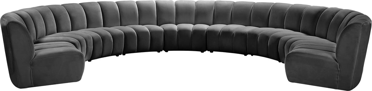 Infinity Grey Velvet 9pc. Modular Sectional