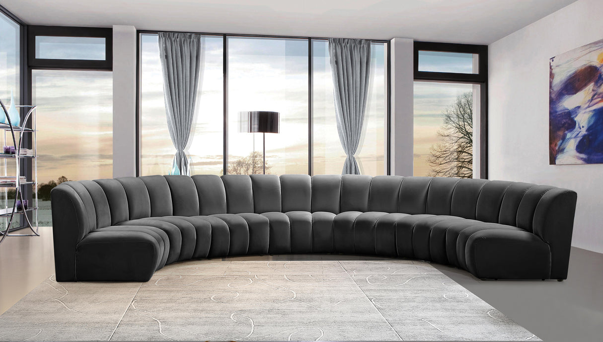 Infinity Grey Velvet 7pc. Modular Sectional - galleria furniture outlet
