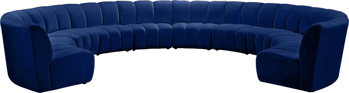 Infinity Navy Velvet 10pc. Modular Sectional - galleria furniture outlet
