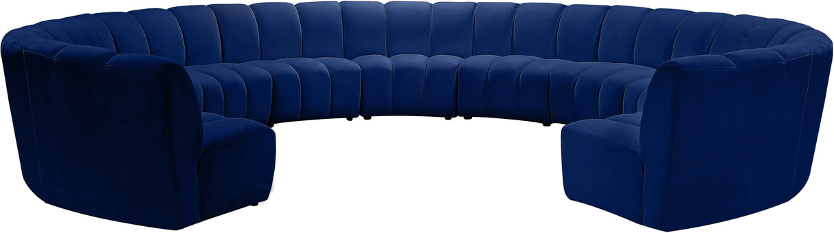 Infinity Navy Velvet 11pc. Modular Sectional - galleria furniture outlet