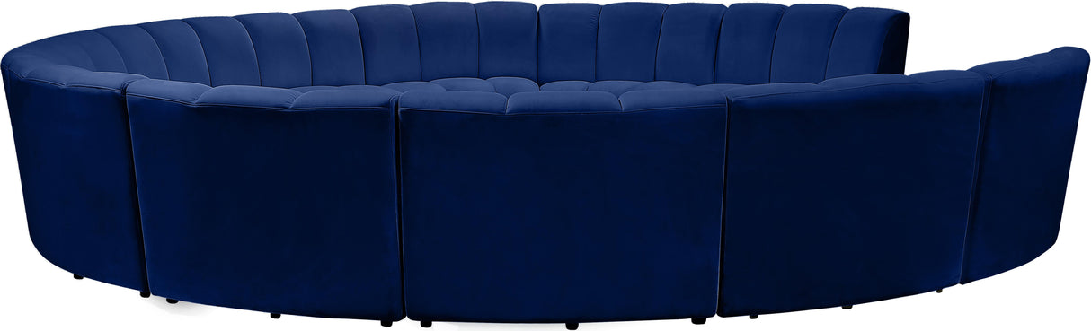 Infinity Navy Velvet 11pc. Modular Sectional - galleria furniture outlet