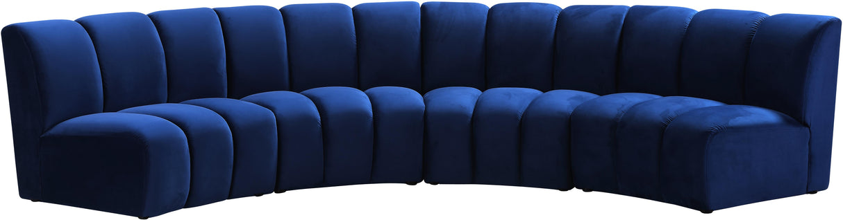 Infinity Navy Velvet 4pc. Modular Sectional - galleria furniture outlet