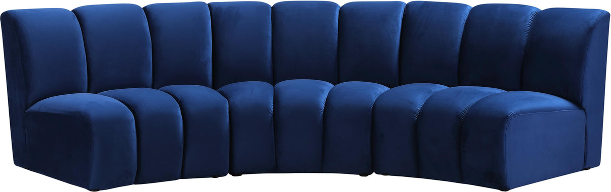 Infinity Navy Velvet 3pc. Modular Sectional - galleria furniture outlet