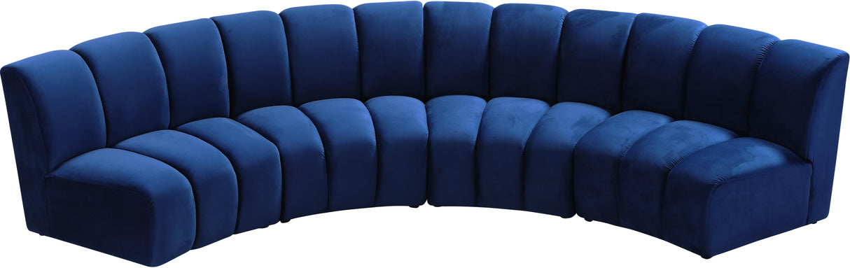 Infinity Navy Velvet 4pc. Modular Sectional - galleria furniture outlet