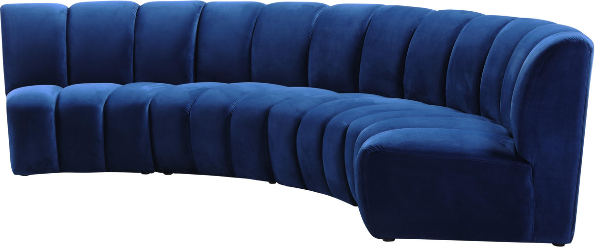 Infinity Navy Velvet 4pc. Modular Sectional - galleria furniture outlet
