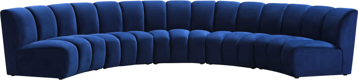 Infinity Navy Velvet 5pc. Modular Sectional - galleria furniture outlet