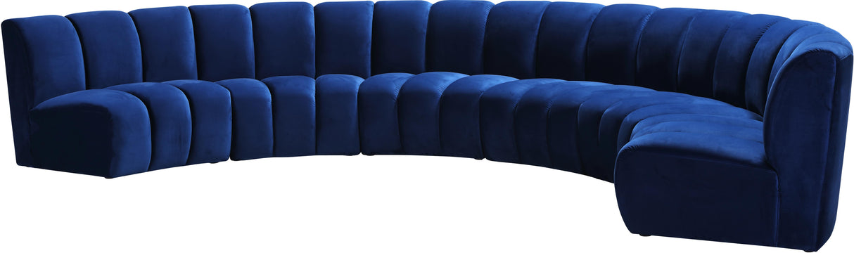 Infinity Navy Velvet 6pc. Modular Sectional - galleria furniture outlet