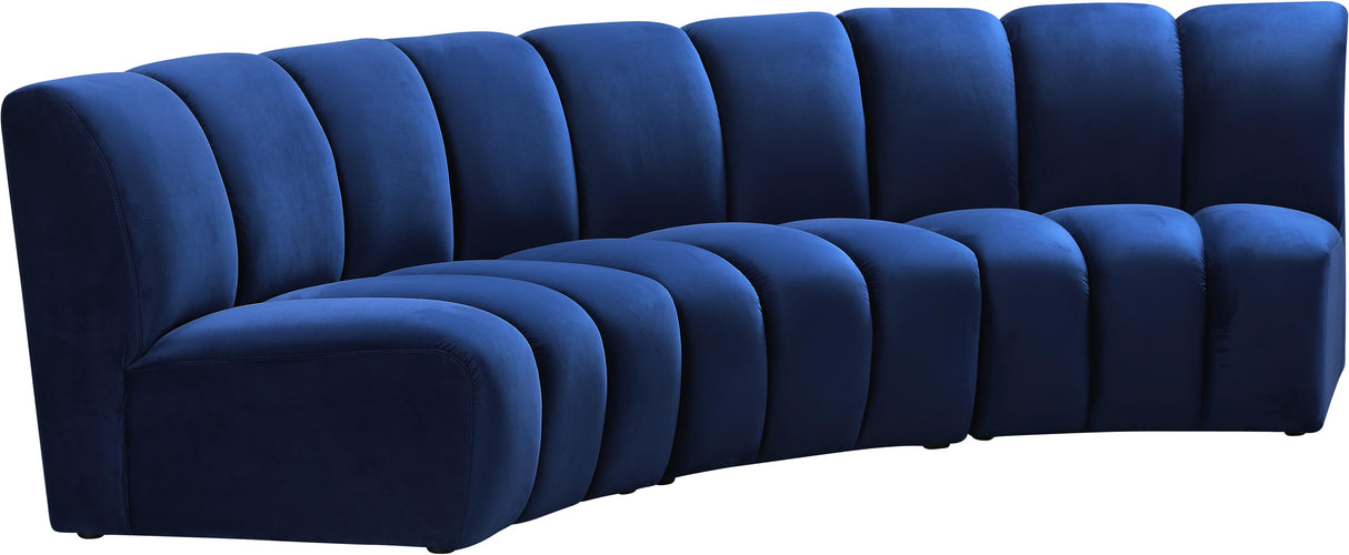 Infinity Navy Velvet 3pc. Modular Sectional - galleria furniture outlet