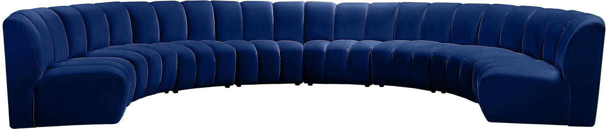 Infinity Navy Velvet 8pc. Modular Sectional - galleria furniture outlet