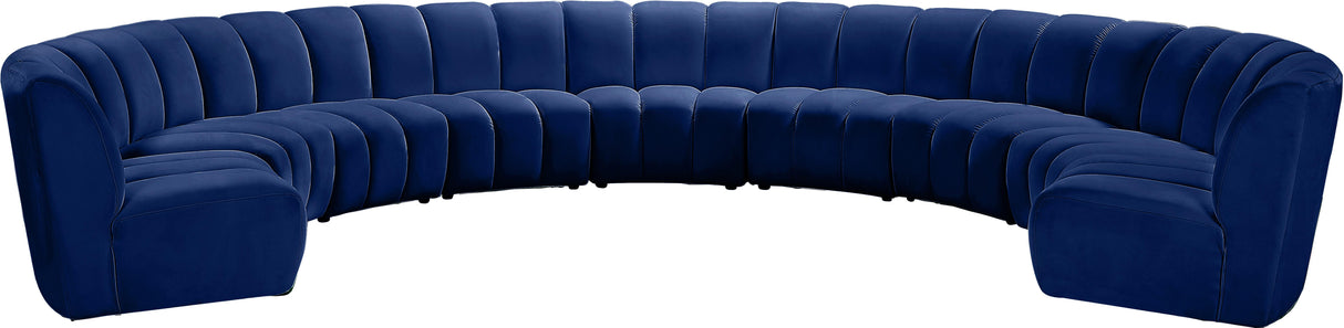 Infinity Navy Velvet 9pc. Modular Sectional