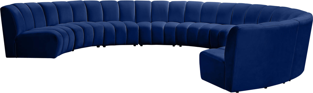 Infinity Navy Velvet 9pc. Modular Sectional - galleria furniture outlet