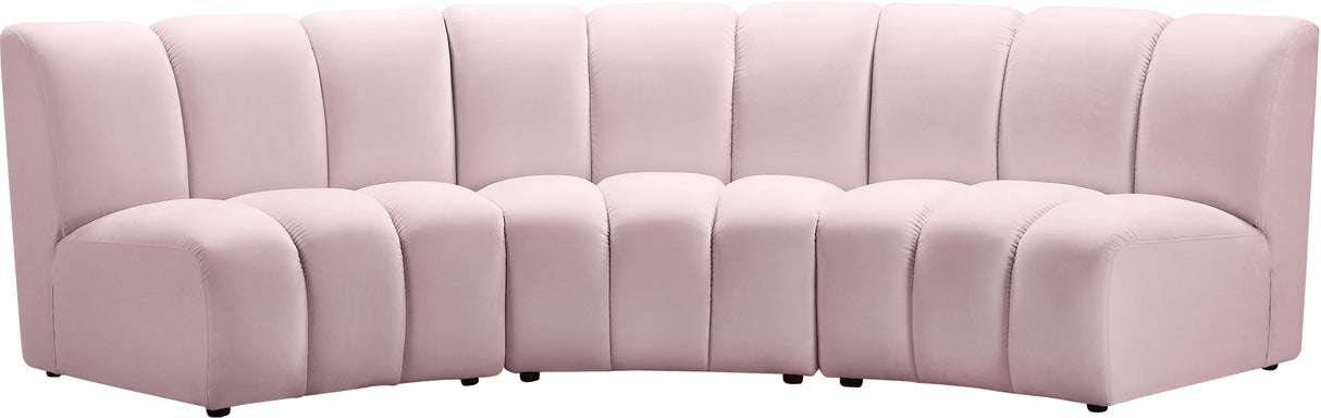 Infinity Pink Velvet 3pc. Modular Sectional