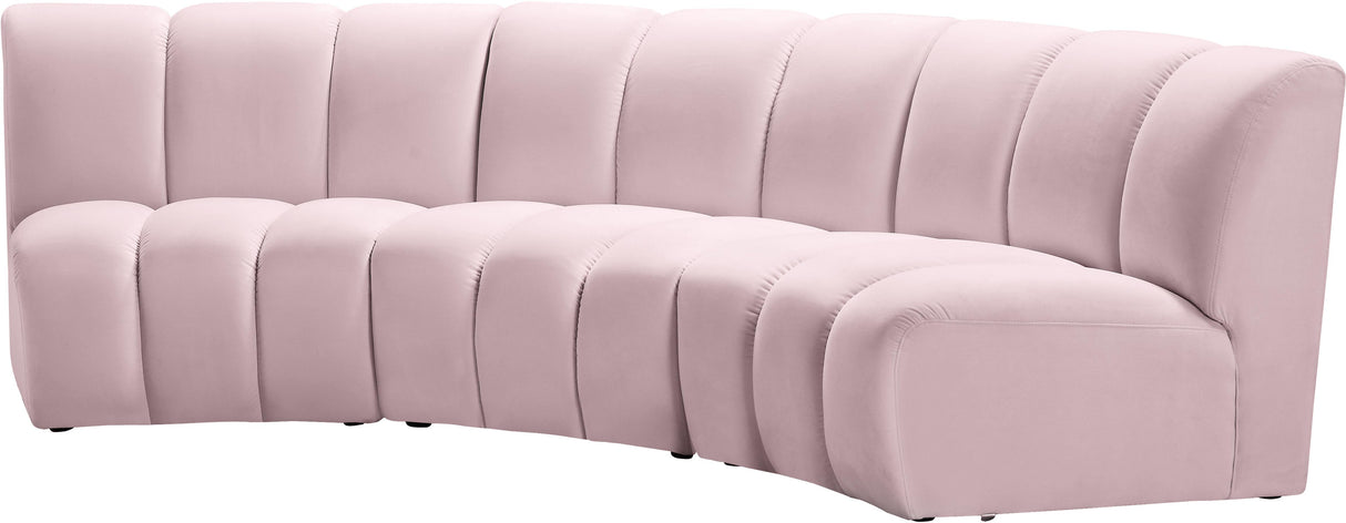 Infinity Pink Velvet 3pc. Modular Sectional - galleria furniture outlet