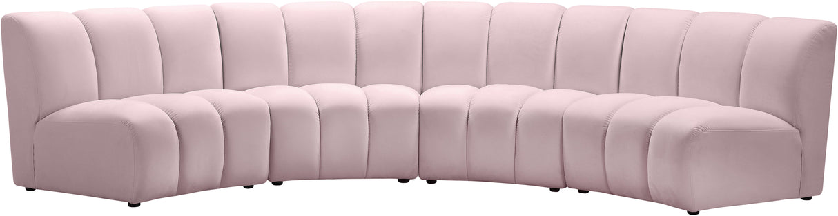 Infinity Pink Velvet 4pc. Modular Sectional - galleria furniture outlet