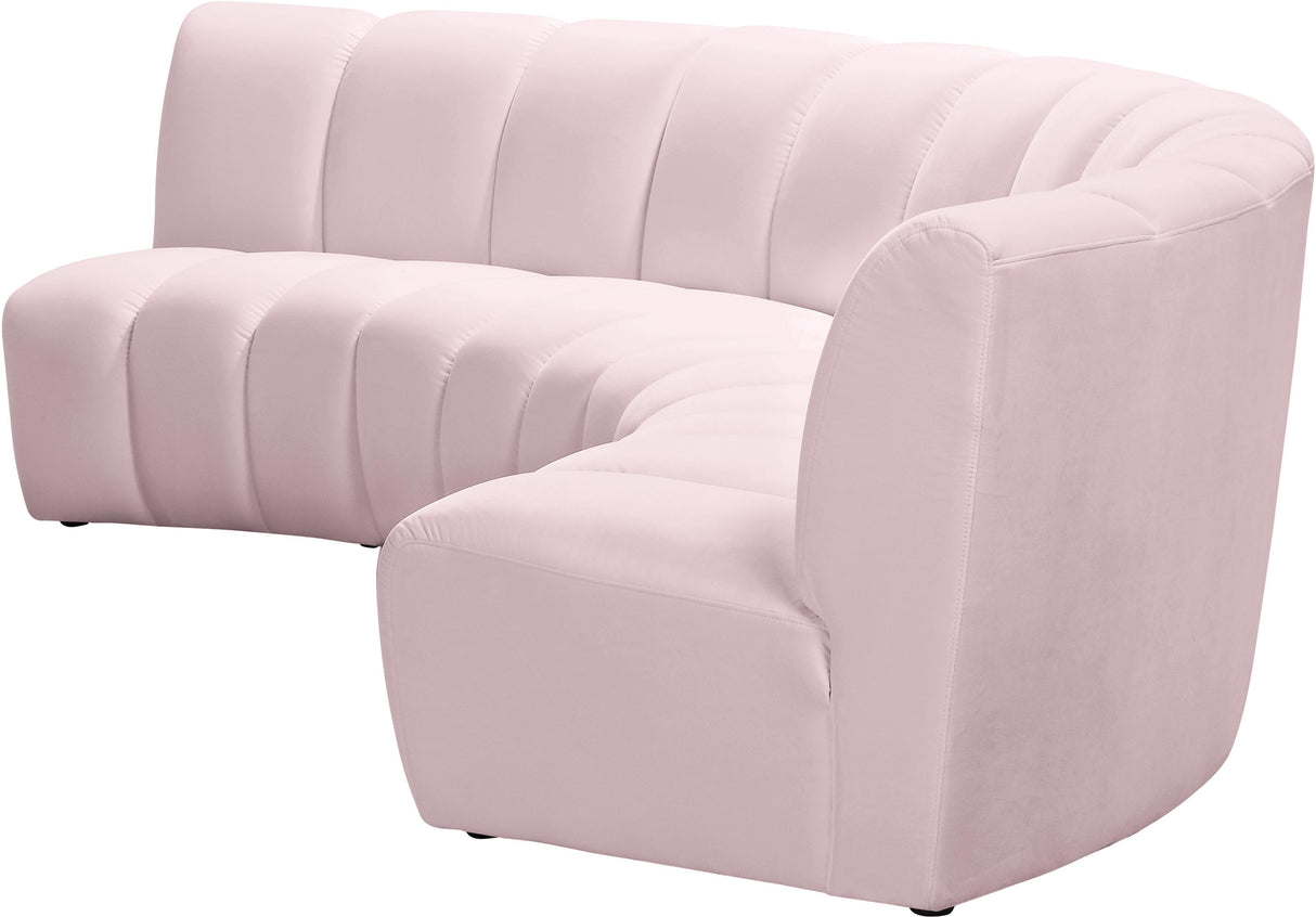 Infinity Pink Velvet 3pc. Modular Sectional - galleria furniture outlet