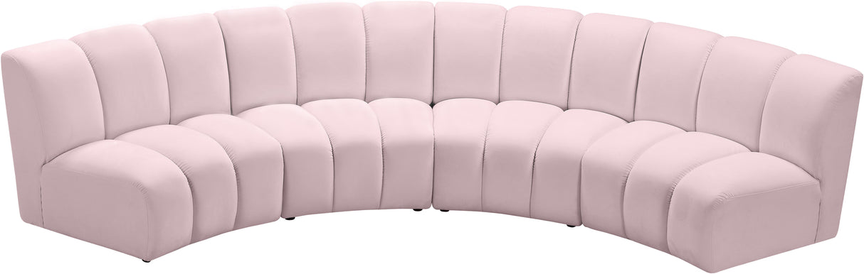Infinity Pink Velvet 4pc. Modular Sectional - galleria furniture outlet