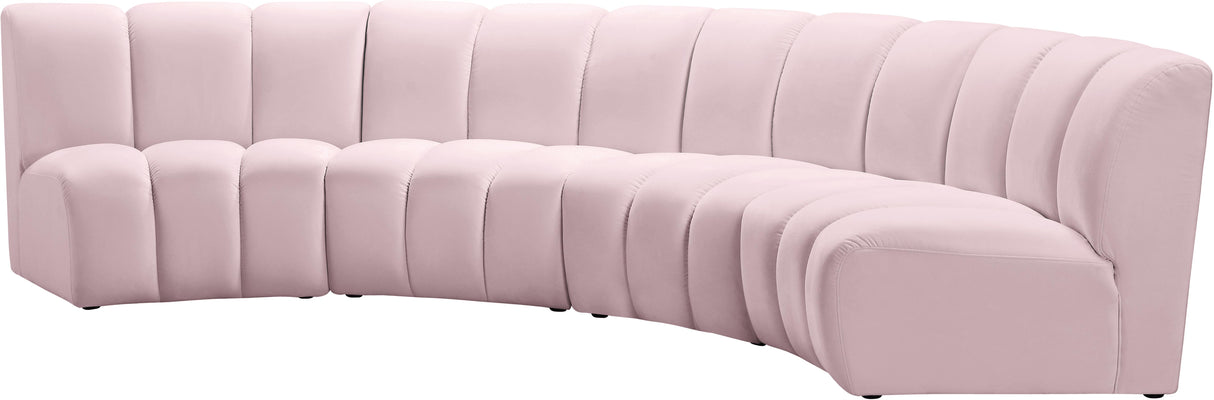 Infinity Pink Velvet 4pc. Modular Sectional - galleria furniture outlet