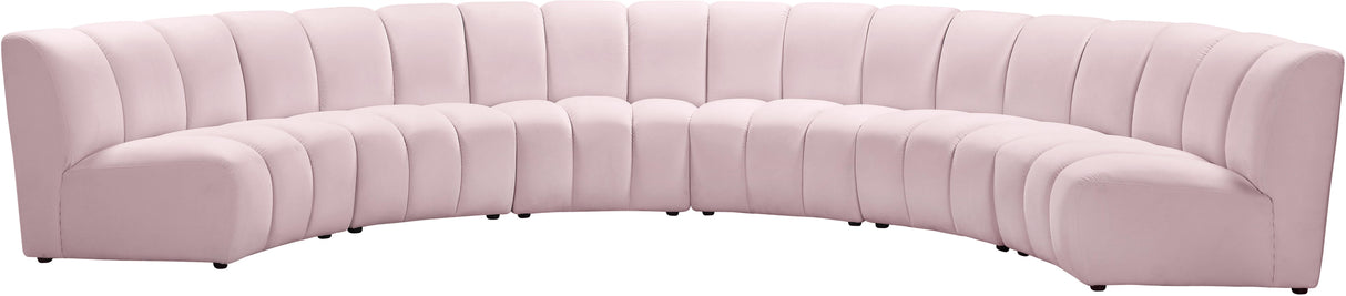 Infinity Pink Velvet 6pc. Modular Sectional - galleria furniture outlet