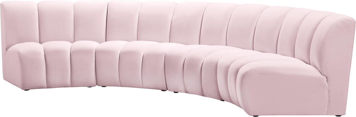 Infinity Pink Velvet 4pc. Modular Sectional - galleria furniture outlet