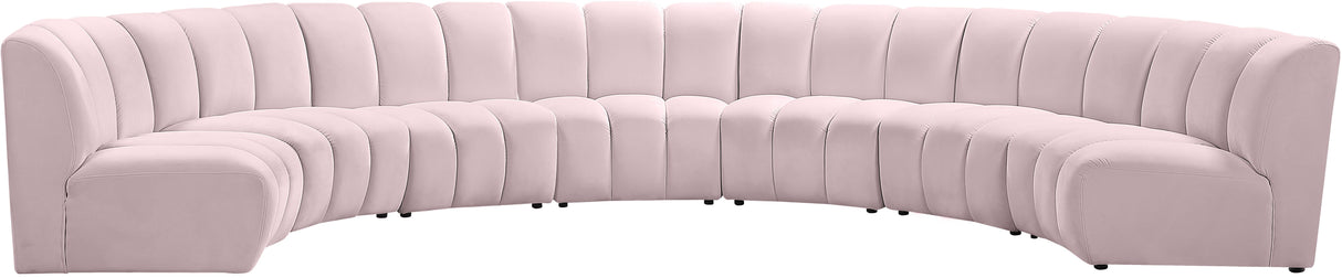 Infinity Pink Velvet 7pc. Modular Sectional - galleria furniture outlet