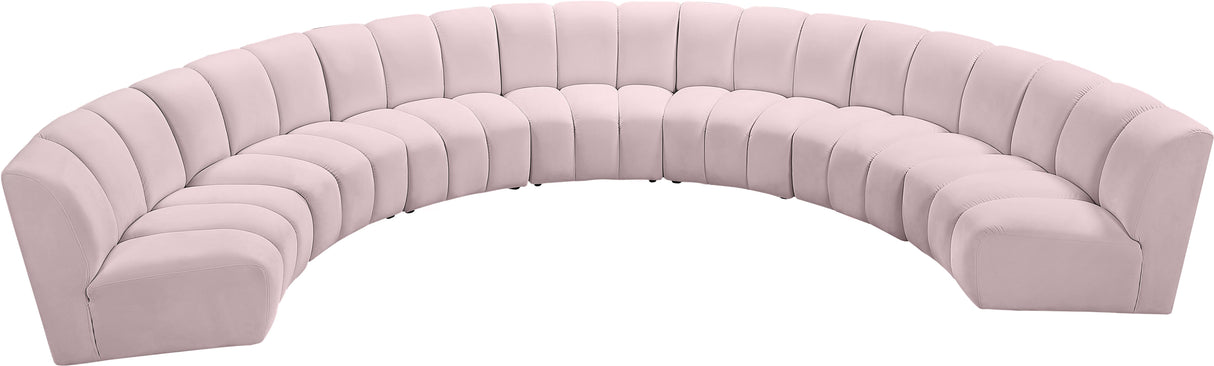 Infinity Pink Velvet 7pc. Modular Sectional - galleria furniture outlet