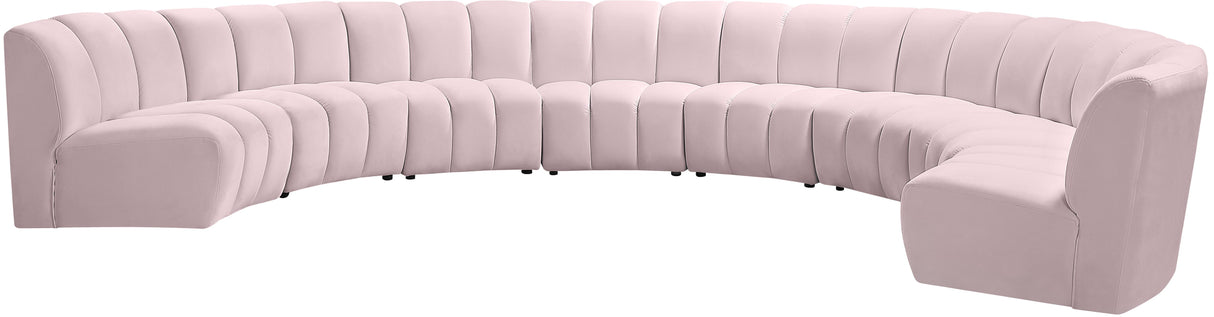 Infinity Pink Velvet 8pc. Modular Sectional - galleria furniture outlet