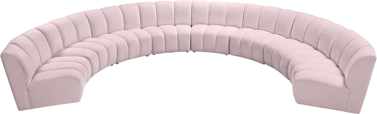 Infinity Pink Velvet 8pc. Modular Sectional - galleria furniture outlet