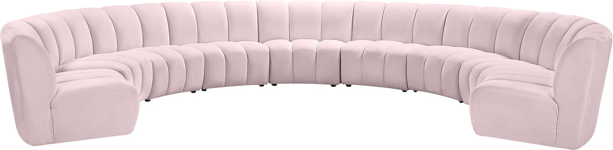 Infinity Pink Velvet 9pc. Modular Sectional - galleria furniture outlet