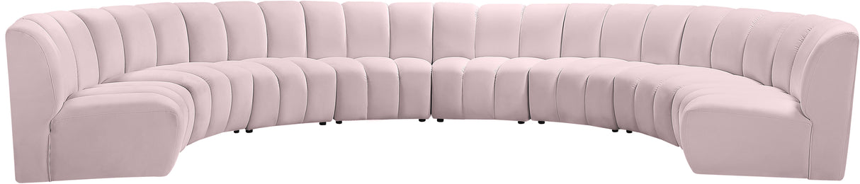 Infinity Pink Velvet 8pc. Modular Sectional - galleria furniture outlet