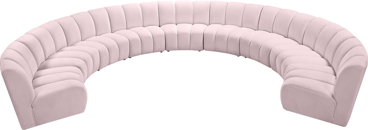 Infinity Pink Velvet 9pc. Modular Sectional - galleria furniture outlet