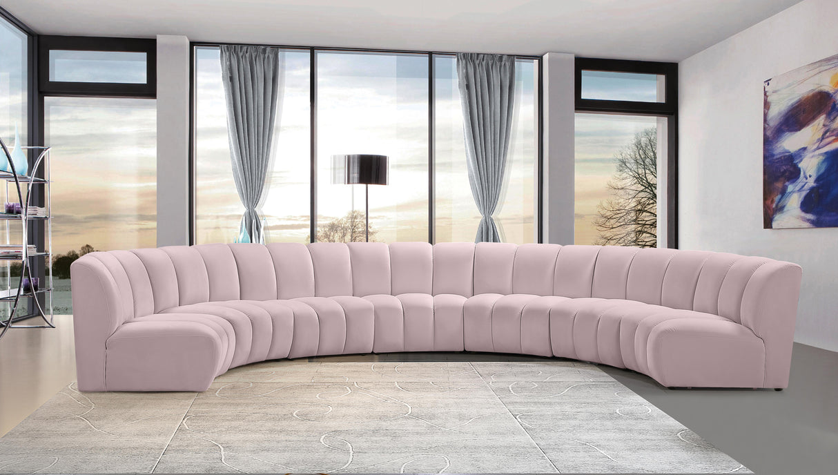 Infinity Pink Velvet 7pc. Modular Sectional - galleria furniture outlet