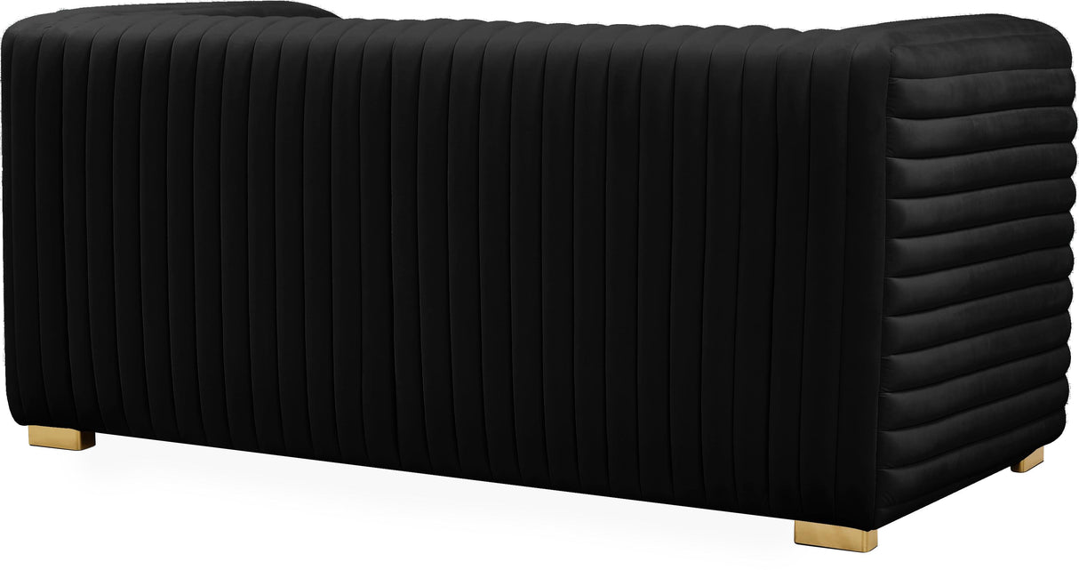 Ravish Black Velvet Loveseat - galleria furniture outlet