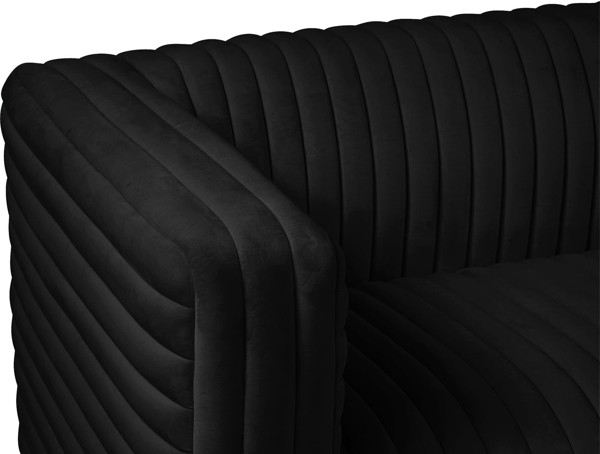 Ravish Black Velvet Loveseat - galleria furniture outlet
