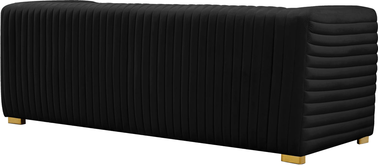 Ravish Black Velvet Sofa - galleria furniture outlet
