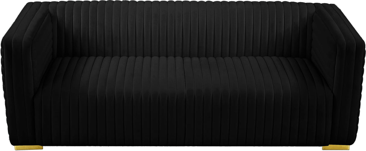 Ravish Black Velvet Sofa - galleria furniture outlet