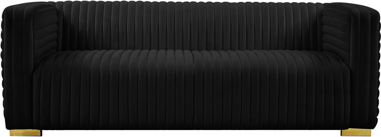 Ravish Black Velvet Sofa - galleria furniture outlet