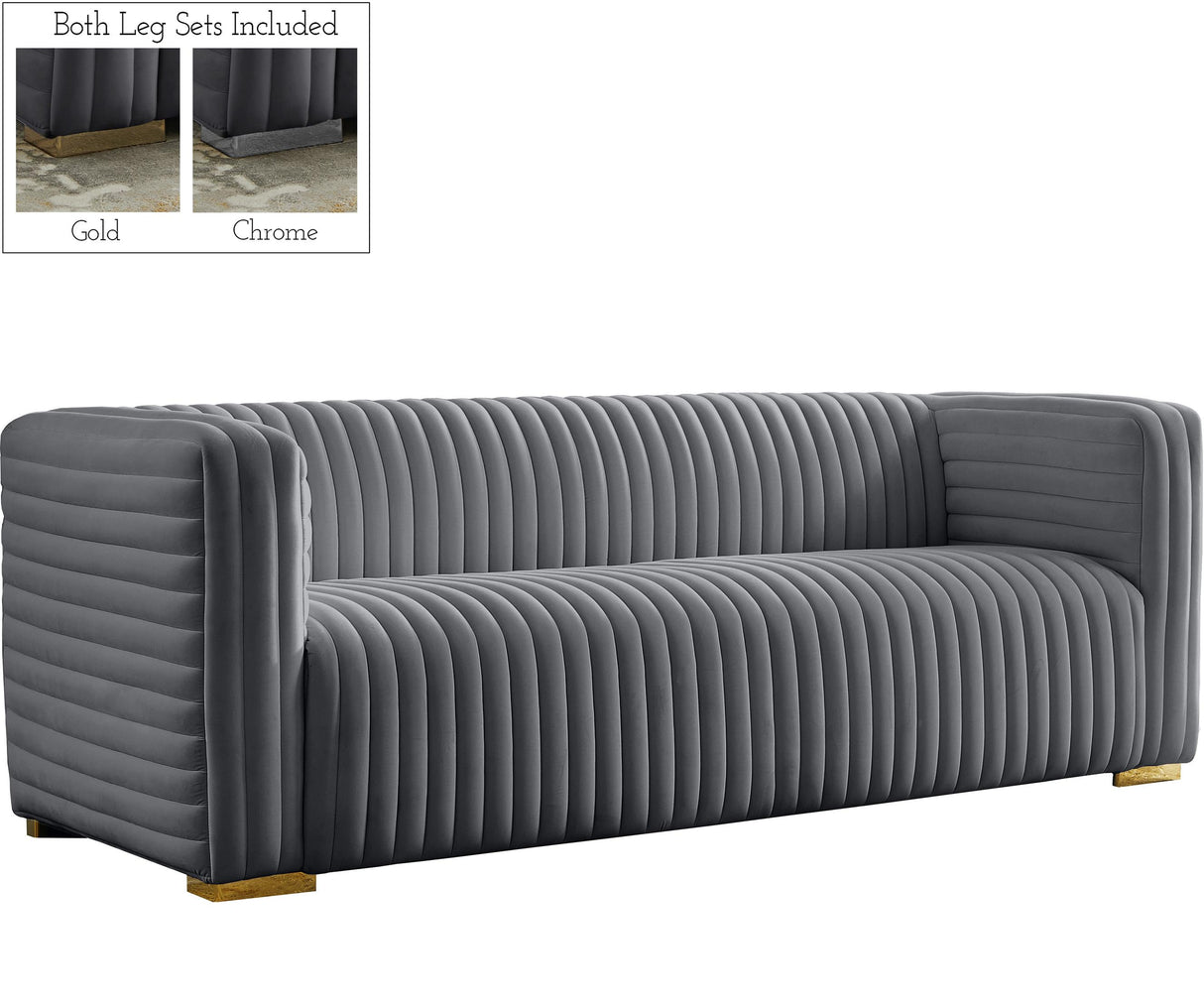 Ravish Grey Velvet Sofa - galleria furniture outlet