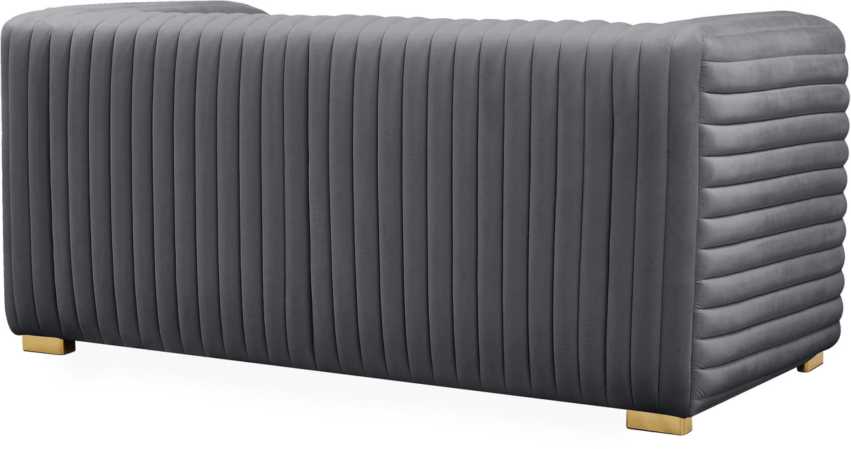 Ravish Grey Velvet Loveseat - galleria furniture outlet