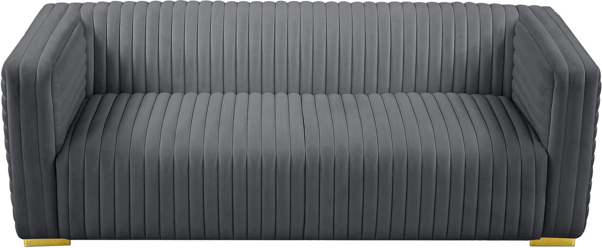 Ravish Grey Velvet Sofa - galleria furniture outlet