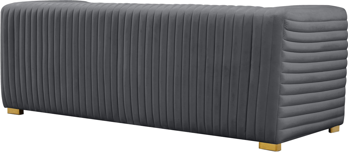 Ravish Grey Velvet Sofa - galleria furniture outlet