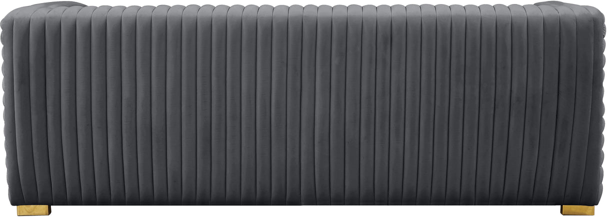Ravish Grey Velvet Sofa - galleria furniture outlet