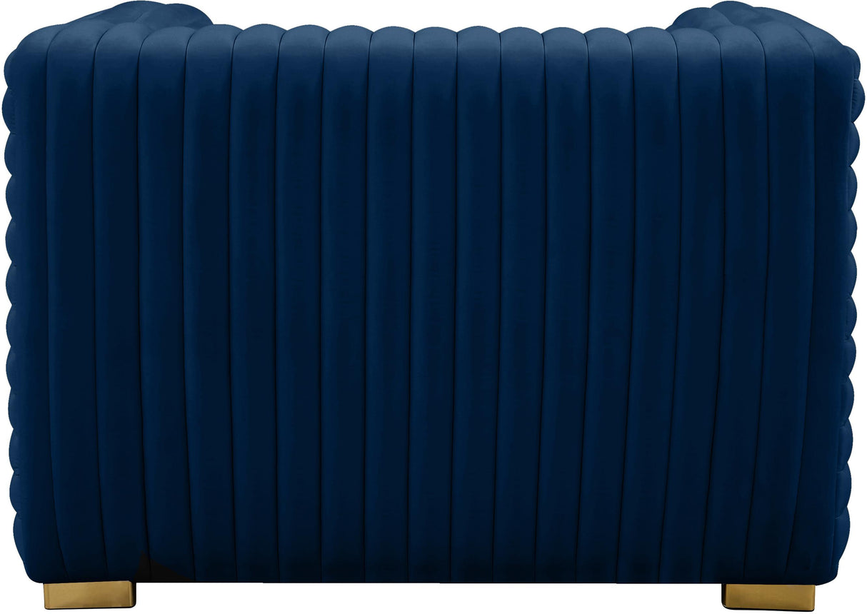 Ravish Navy Velvet Chair - galleria furniture outlet