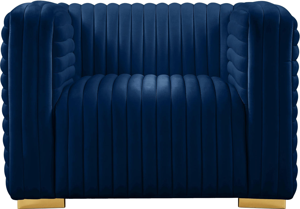 Ravish Navy Velvet Chair - galleria furniture outlet