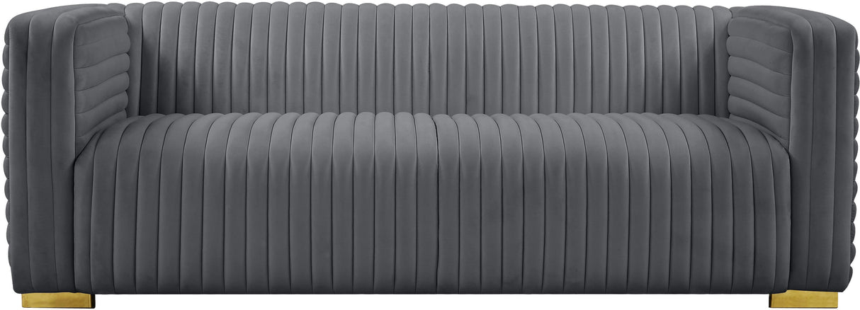 Ravish Grey Velvet Sofa - galleria furniture outlet