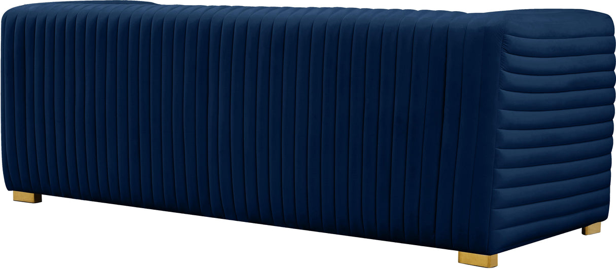 Ravish Navy Velvet Sofa - galleria furniture outlet