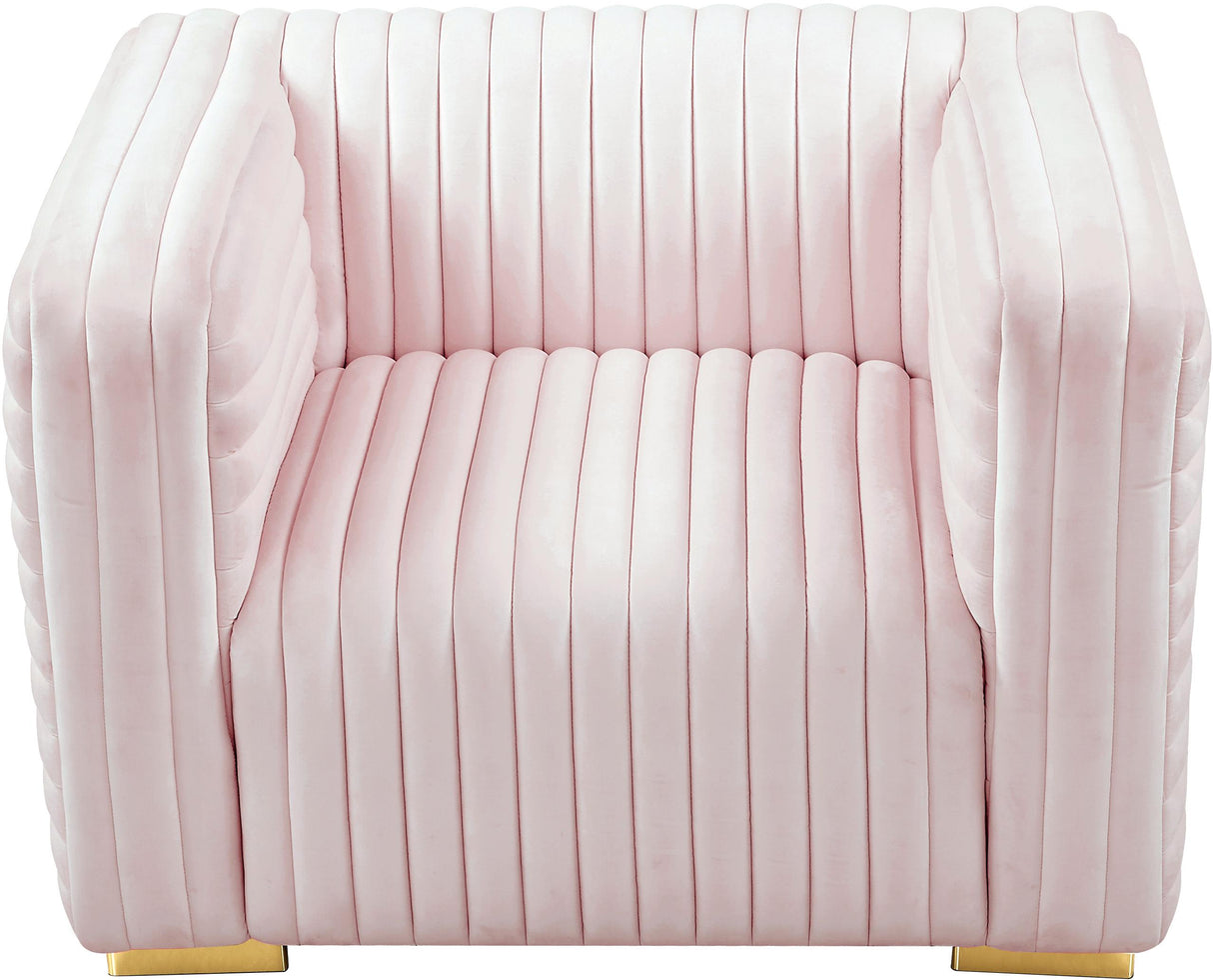 Ravish Pink Velvet Chair - galleria furniture outlet
